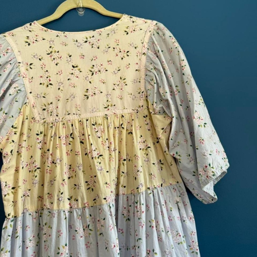 Vintage 90s Tiered Dress Women's Size Medium Pastel Beth Michaels Floral Hippie - Picture 8 of 8